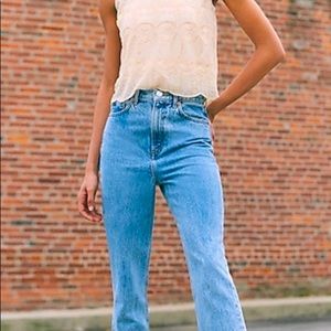 Express Size 4 Raw Hem High Rise Mom Jeans